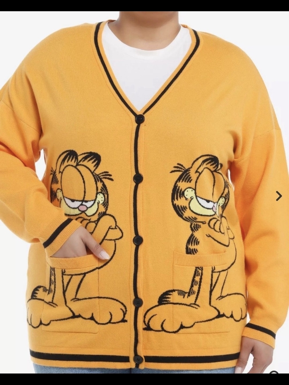 Hot Topic Garfield Jumbo Print Women Intarsia Cardigan Plus Size 2 XL 2X